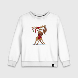 Детский свитшот Новогодний олень с котиком