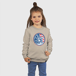 Свитшот хлопковый детский USA flag New York, цвет: миндальный — фото 2