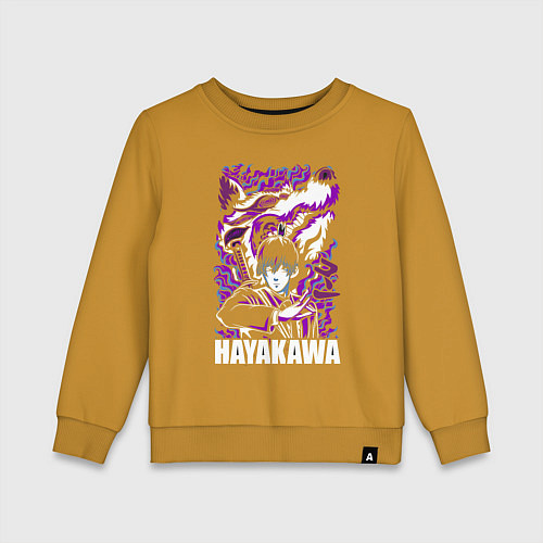 Детский свитшот Человек-бензопила Аки Хаякава и демон / Горчичный – фото 1