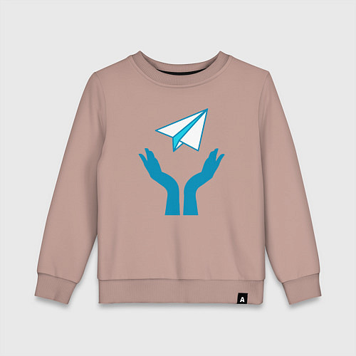 Детский свитшот Самолет телеграм / Пыльно-розовый – фото 1