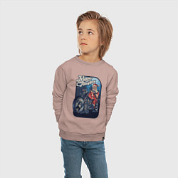 Свитшот хлопковый детский Santa Biker, цвет: пыльно-розовый — фото 2