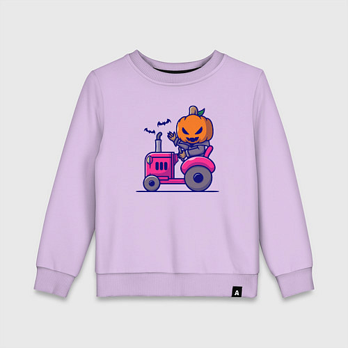 Детский свитшот Тыква на тракторе / Лаванда – фото 1