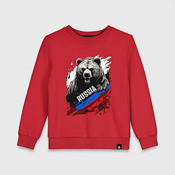 Детский свитшот Русский медведь на фоне флага России