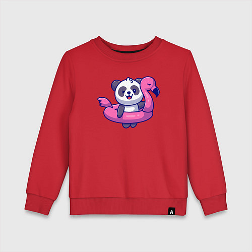 Детский свитшот Панда и фламинго / Красный – фото 1