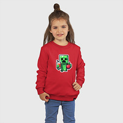 Свитшот хлопковый детский Minecraft крипер с маком, цвет: красный — фото 2