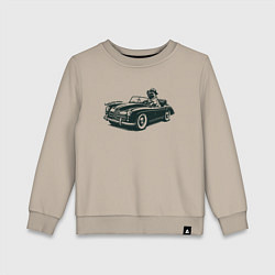 Детский свитшот Мопс на ретро автомобиле