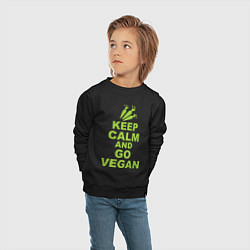 Свитшот хлопковый детский Keep Calm & Go Vegan, цвет: черный — фото 2