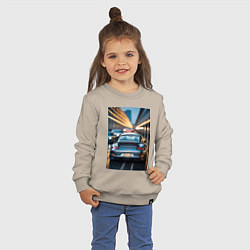Свитшот хлопковый детский Porsche 911 в городе, цвет: миндальный — фото 2