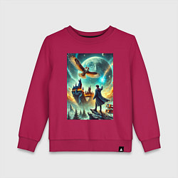 Свитшот хлопковый детский Harry Potter and owl - Hogwarts, цвет: маджента