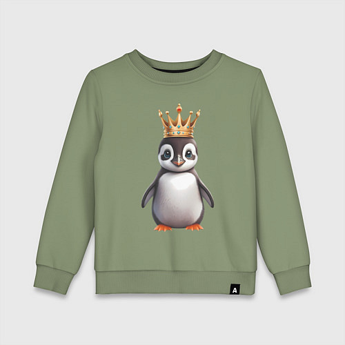 Детский свитшот Пингвинчик в короне / Авокадо – фото 1