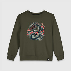 Детский свитшот Japanese dragon and sakura - irezumi