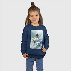Свитшот хлопковый детский Тихий японский пейзаж, цвет: тёмно-синий — фото 2
