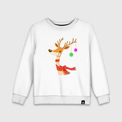 Детский свитшот Олень новогодний с ёлочными шарами