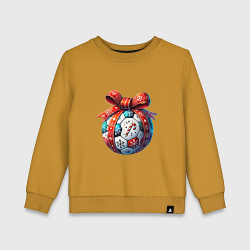Детский свитшот Футбольный новогодний шар / Горчичный – фото 1