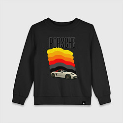 Свитшот хлопковый детский Автомобиль Porsche на фоне флага ФРГ, цвет: черный