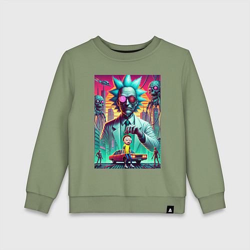 Детский свитшот Рик подарил Морти автомобиль - нейроарт / Авокадо – фото 1