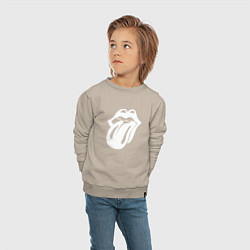 Свитшот хлопковый детский Rolling Stones - white logo, цвет: миндальный — фото 2