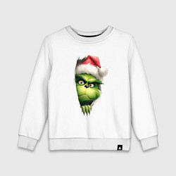 Свитшот хлопковый детский Гринч похититель рождества в ожидании нового года, цвет: белый