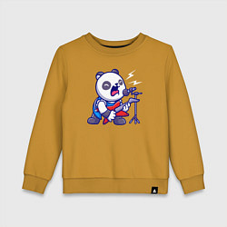 Свитшот хлопковый детский Панда рокер, цвет: горчичный