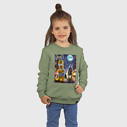 Свитшот хлопковый детский Homer Simpson vs Batman - ai art joke, цвет: авокадо — фото 2