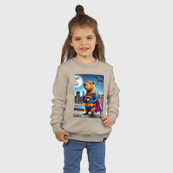 Свитшот хлопковый детский Batcapy - ai art fantasy, цвет: миндальный — фото 2