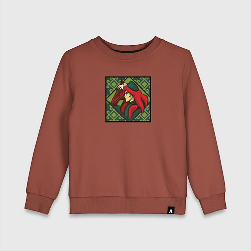 Детский свитшот Батыр и лошадь / Кирпичный – фото 1