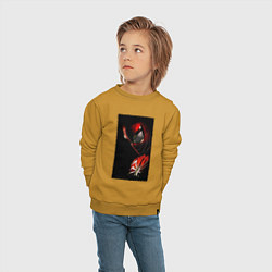 Свитшот хлопковый детский Человек паук паркер, цвет: горчичный — фото 2