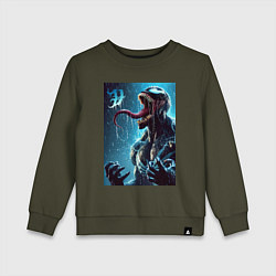 Свитшот хлопковый детский Веном под проливным дождём - нейроарт фантазия, цвет: хаки