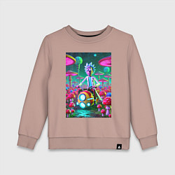 Детский свитшот Рик на космическом мотоцикле - нейроарт