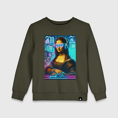 Детский свитшот Gioconda - cyberpunk / Хаки – фото 1