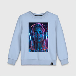 Детский свитшот Девушка с наушниками в неоне