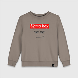 Свитшот хлопковый детский Sigma boy roblox face - gaming meme collab, цвет: утренний латте