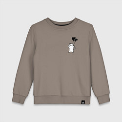 Детский свитшот Белая кошка с шариком