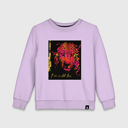 Свитшот хлопковый детский Леопард-разноцветная абстракция, цвет: лаванда