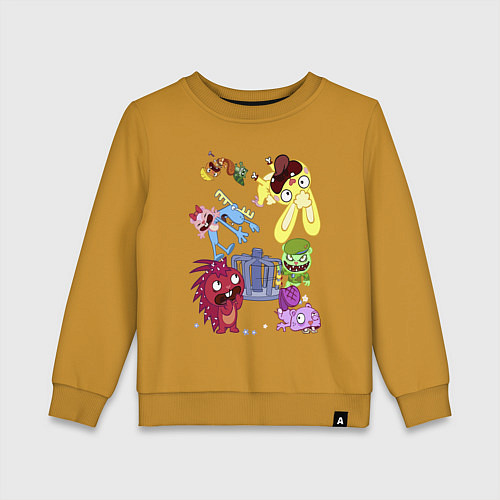 Детский свитшот Happy three friends - carousel / Горчичный – фото 1