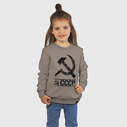 Свитшот хлопковый детский Серп и молот черный, цвет: утренний латте — фото 2