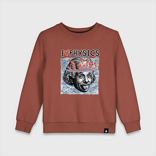 Детский свитшот Альберт Эйнштейн показывает язык / Кирпичный – фото 1