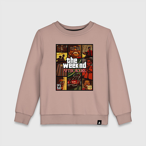 Детский свитшот The weeknd постер гта / Пыльно-розовый – фото 1
