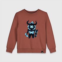 Свитшот хлопковый детский Айрон - поднятие уровня в одиночку, цвет: кирпичный