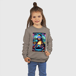 Свитшот хлопковый детский Mona Lisa is an avid gamer - cyberpunk, цвет: утренний латте — фото 2