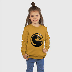 Свитшот хлопковый детский Смертельная битва - логотип, цвет: горчичный — фото 2