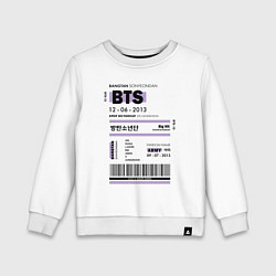 Свитшот хлопковый детский Bts ticket, цвет: белый