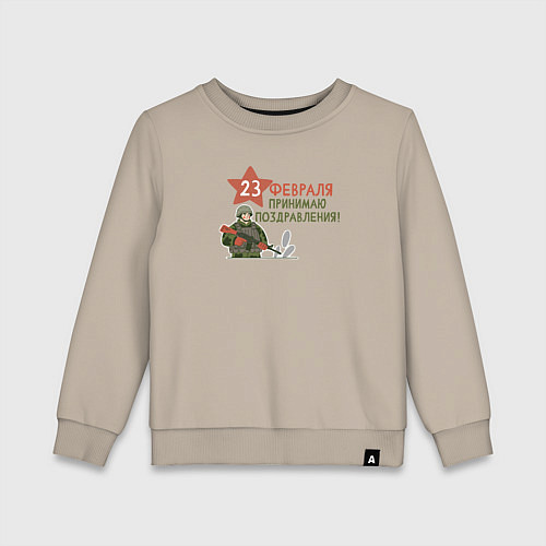 Детский свитшот Подарок для мужчины на 23 февраля / Миндальный – фото 1