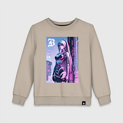 Детский свитшот Киберпанк девчонка Барби - нейроарт фантазия