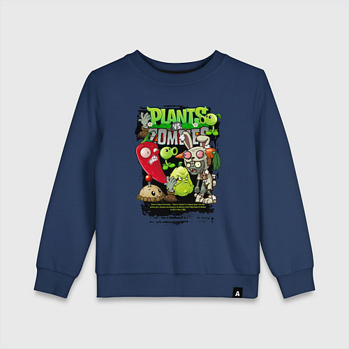 Детский свитшот Растения против зомби с перчиком / Тёмно-синий – фото 1