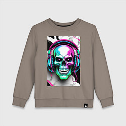 Детский свитшот Череп в наушниках