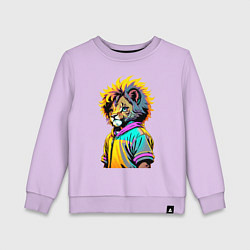 Детский свитшот Прикольный львёнок - поп-арт