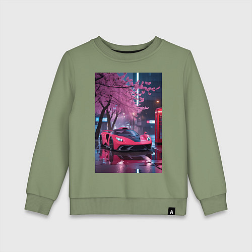 Детский свитшот Суперкар и сакура / Авокадо – фото 1