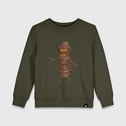 Детский свитшот Сartoon worm character brown