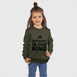 Свитшот хлопковый детский Moriarty is our king, цвет: хаки — фото 2